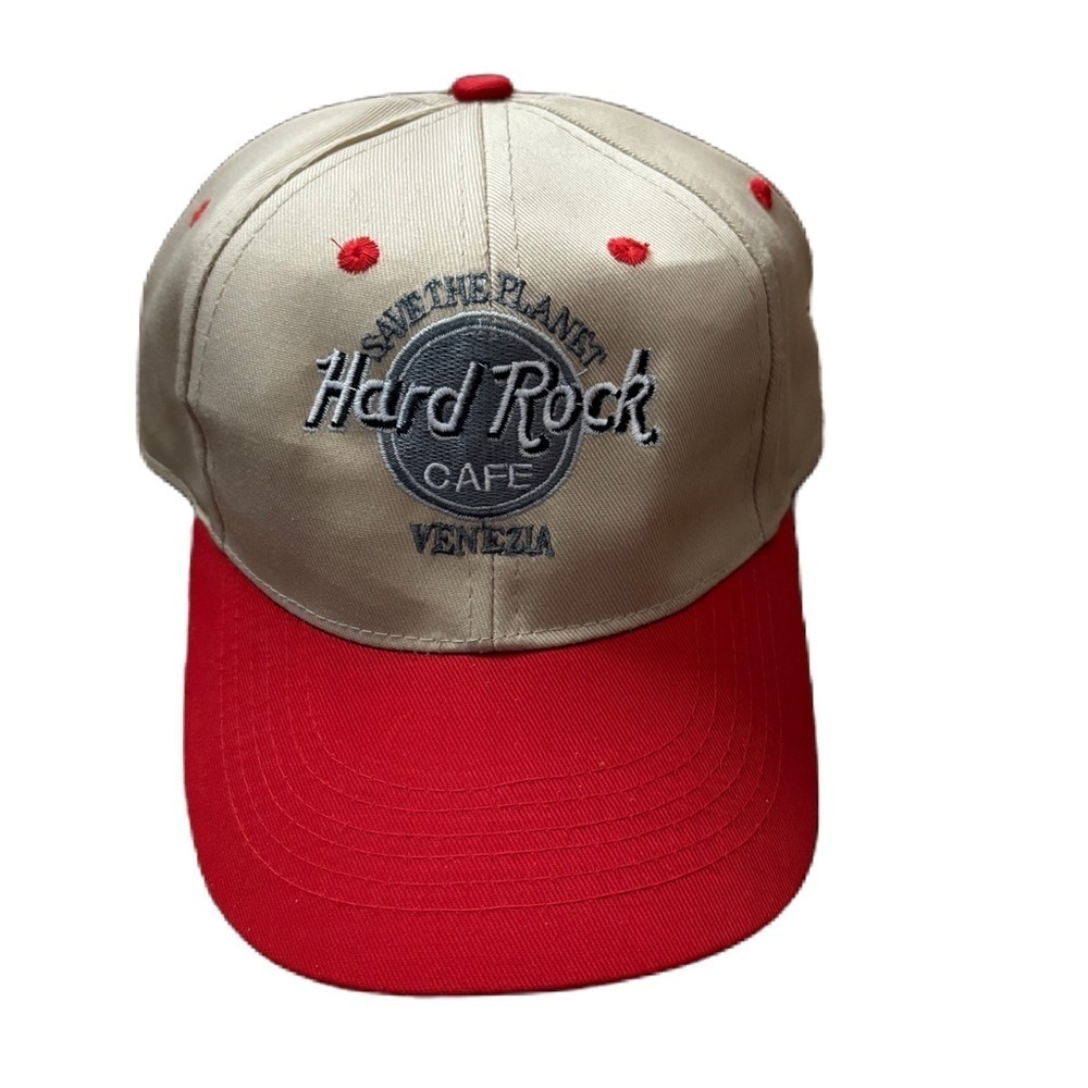 Vintage Hard Rock Cafe Venezia Beige and Red Cap Hat 90s